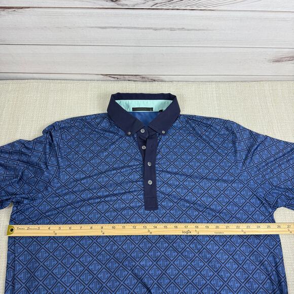 Greyson‎ Golf Polo Shirt West Flag Mongoose Blue Geometric Print Mens XL - Picture 6 of 7